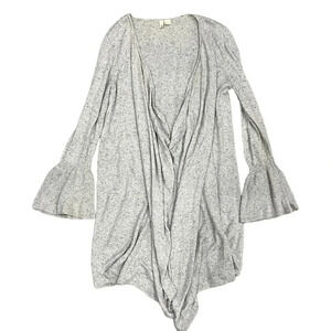 Moth Gray Bell Sleeve Duster Waterfall Cardigan Sweater L